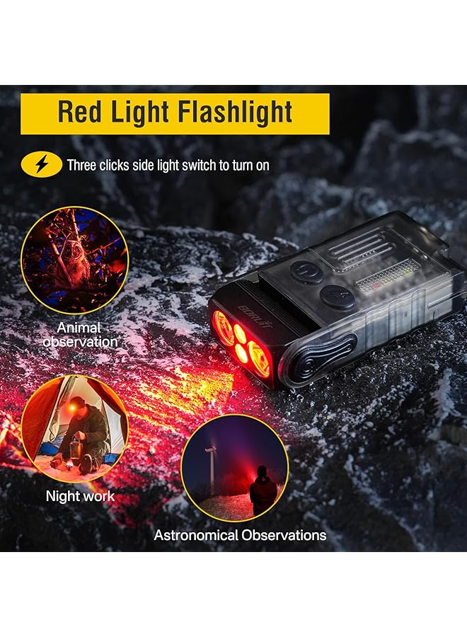 BORUIT V20 Small Powerful Flashlight 1000LM with Red Blue Warm Light 180° Head Swivels 110dB Buzzer Mini Keychain Pocket Rechargeable LED Flashlights USB EDC Clip Flash Light - Image 4