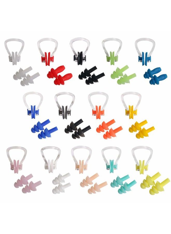 UPINS 14 Sets Silicone Nose Clips Waterproof Swimming Nose Plugs Earplugs for Adults Kids, Ear Nose Protector - Image 1