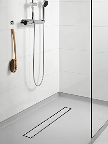 Elefloom Linear Shower Drain, 24 inch Drain with Tile Insert 2-in-1 Panel, Brushed 304 Stainless Steel Shower Floor Drain, Linear Drain with Hair Strainer and Adjustable Feet - Image 2