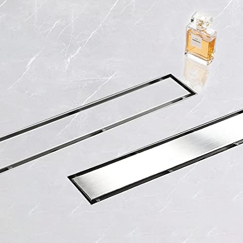Elefloom Linear Shower Drain, 24 inch Drain with Tile Insert 2-in-1 Panel, Brushed 304 Stainless Steel Shower Floor Drain, Linear Drain with Hair Strainer and Adjustable Feet - Image 3