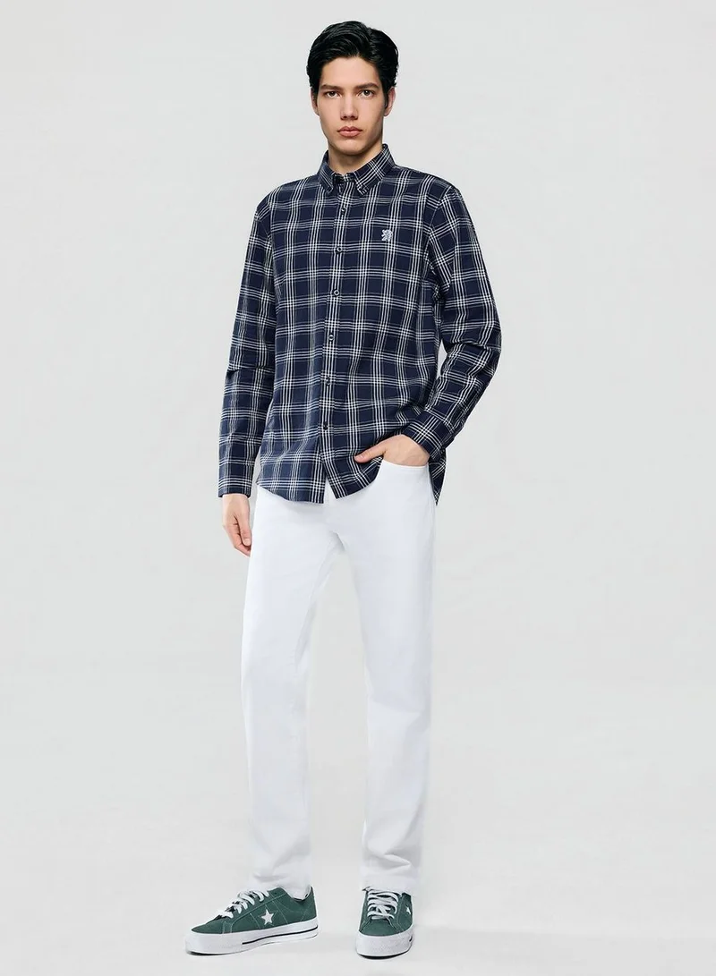 Giordano Men’s Cotton Slim Oxford Shirt with Embroidery