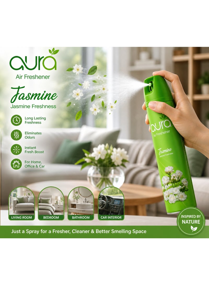 AURA Jasmine Air Freshener Spray (Set of 3) – Long Lasting Fragrance, Eliminates Odors Instantly, Perfect for Home, Office & Car (300ml Each) - Image 2