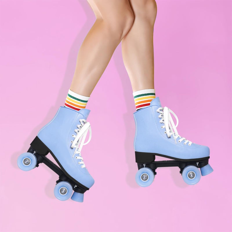 Nattork Roller Skates for Women Outdoor Indoor Four-Wheel Fun Fashionable Roller Skates for Men Girls Boys Blue - Image 4
