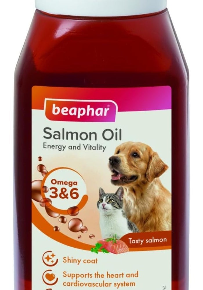 Beaphar Salmon Oil for Dogs and Cats - Omega 3 & 6 Supplement for Energy and Vitality - Image 1