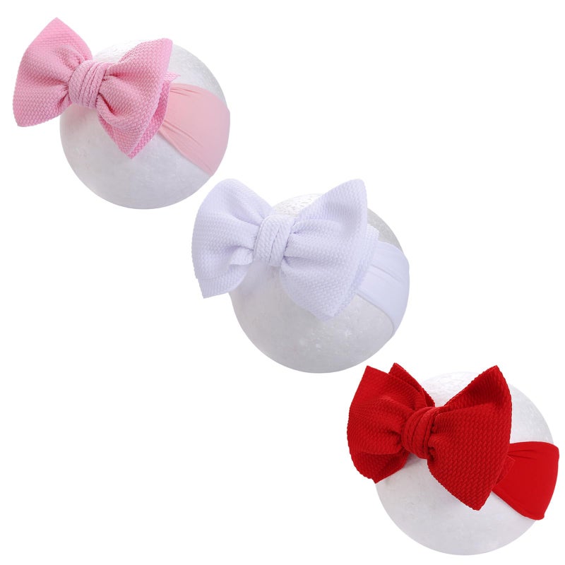 KIDOCHEESE Big Bows for Baby Girls Stretchy Nylon Headbands Oversized Hair Bows Large Hair Bands Hair Accessories for Newborn Infants Toddlers Kids - Image 3