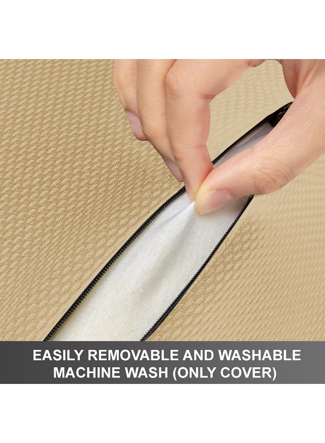 3XR Beige 46x31cm Memory Foam Lumbar Support Pillow/Back Cushion. Contoured Ergonomic Design for Office Chair, Car Seat & Home Use. Supports Spine, Relieves Lower Back Pain. Easy-Care Washable Cover for Posture Correction. - Image 3