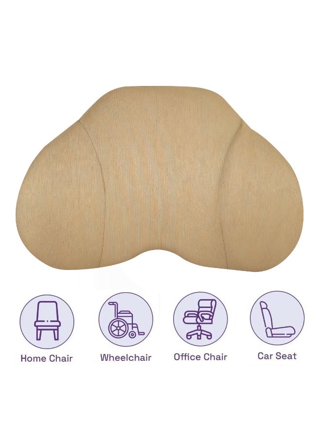 3XR Beige 46x31cm Memory Foam Lumbar Support Pillow/Back Cushion. Contoured Ergonomic Design for Office Chair, Car Seat & Home Use. Supports Spine, Relieves Lower Back Pain. Easy-Care Washable Cover for Posture Correction. - Image 4