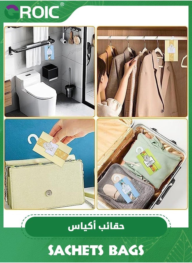 GROIC - 18Pcs Natural Scented Sachets Bags,Closet Air Freshener,Deodorizing Aroma Sachet, Flower Scented Sachets Bags for Drawer and Closet, Fresh Scents Freshener with Hanger,Home Fragrance Sachet - Image 1