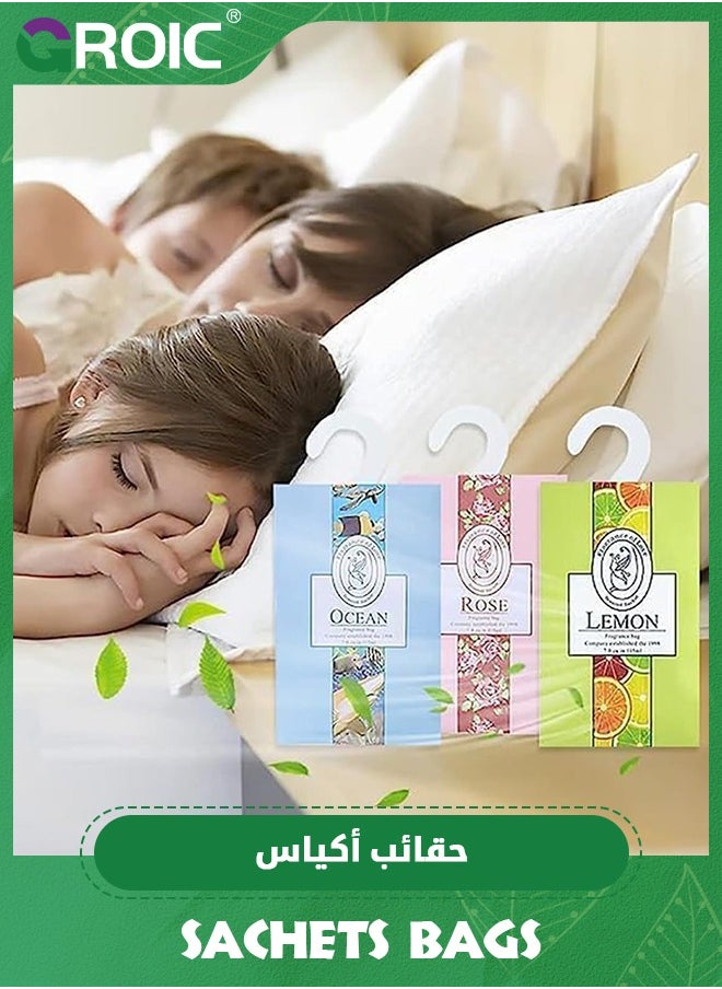 GROIC - 18Pcs Natural Scented Sachets Bags,Closet Air Freshener,Deodorizing Aroma Sachet, Flower Scented Sachets Bags for Drawer and Closet, Fresh Scents Freshener with Hanger,Home Fragrance Sachet - Image 1
