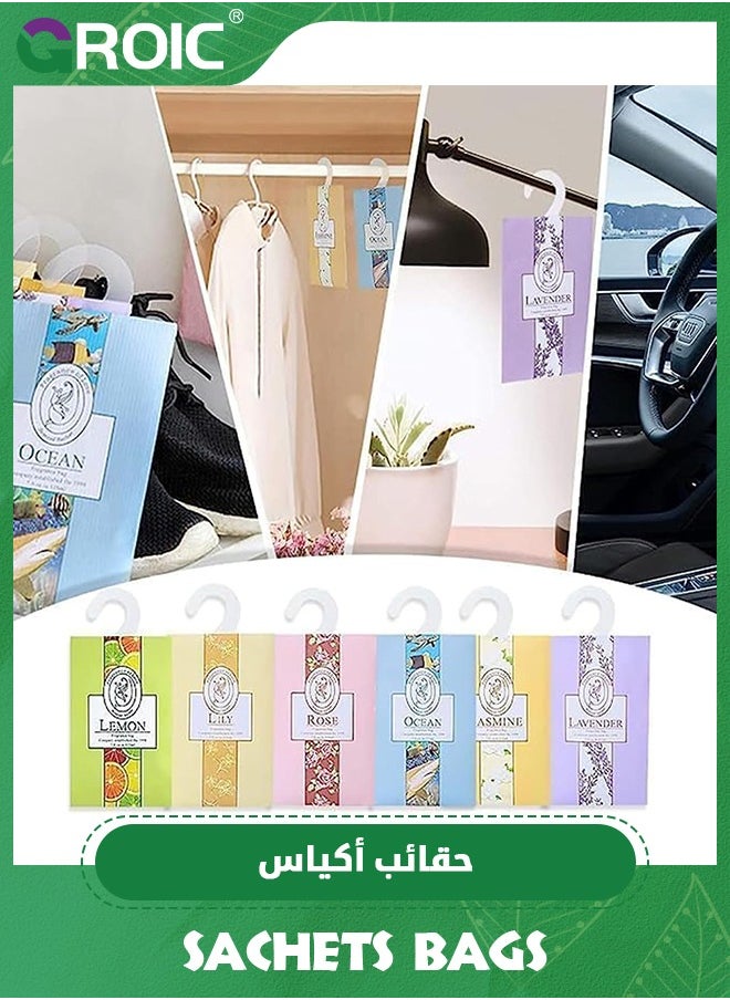 GROIC - 18Pcs Natural Scented Sachets Bags,Closet Air Freshener,Deodorizing Aroma Sachet, Flower Scented Sachets Bags for Drawer and Closet, Fresh Scents Freshener with Hanger,Home Fragrance Sachet - Image 1