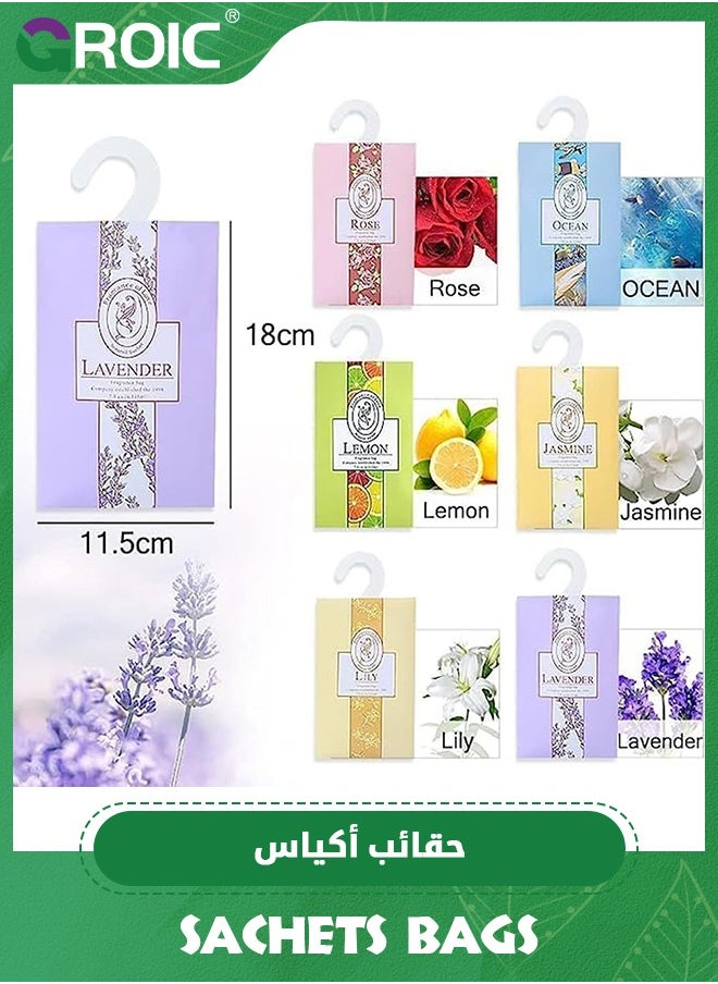 GROIC - 18Pcs Natural Scented Sachets Bags,Closet Air Freshener,Deodorizing Aroma Sachet, Flower Scented Sachets Bags for Drawer and Closet, Fresh Scents Freshener with Hanger,Home Fragrance Sachet - Image 1