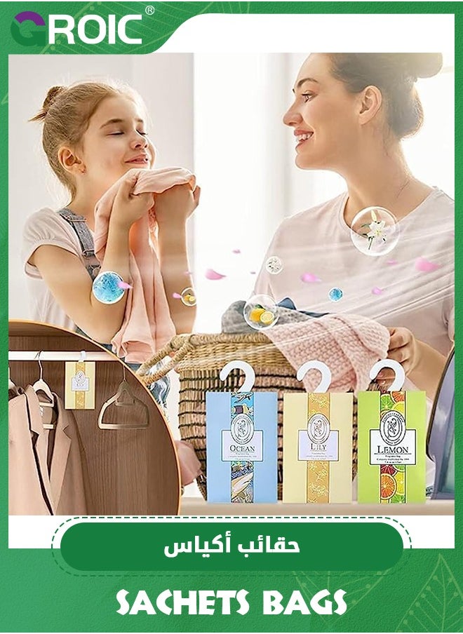 GROIC - 18Pcs Natural Scented Sachets Bags,Closet Air Freshener,Deodorizing Aroma Sachet, Flower Scented Sachets Bags for Drawer and Closet, Fresh Scents Freshener with Hanger,Home Fragrance Sachet - Image 1