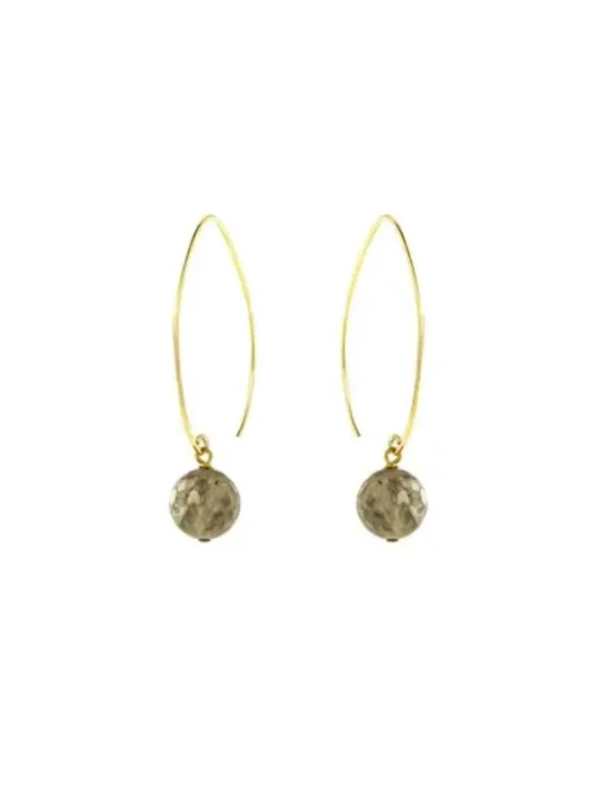 جواندلينا Gold Plated Earrings with a Labradorite Ball