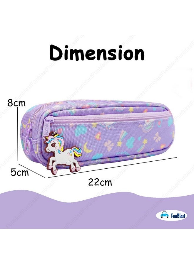 FunBlast Pencil Pouches For Girls, Unicorn Pouch For Stationary Items-Pencil Pouches For Kids,, Pencil Case For Girls, Unicorn Pencil Pouch For Girls (Unicorn Case-Purple, Fabric) - Image 2
