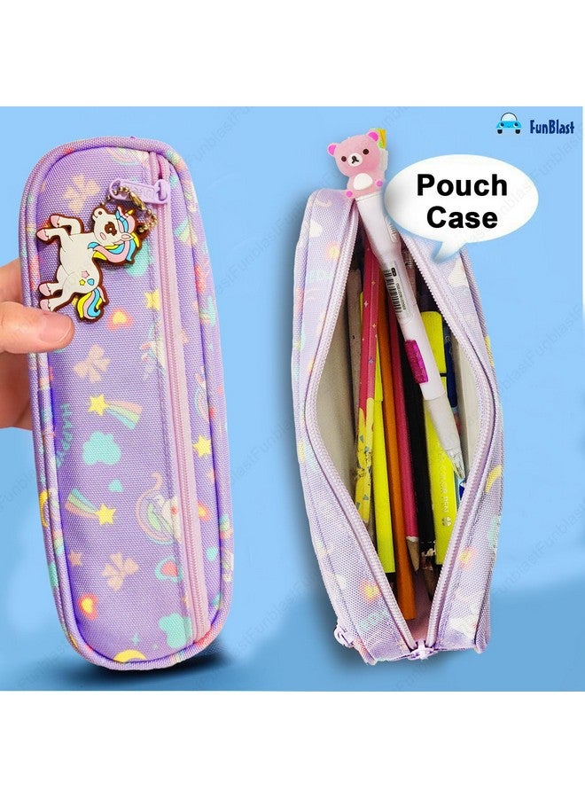 FunBlast Pencil Pouches For Girls, Unicorn Pouch For Stationary Items-Pencil Pouches For Kids,, Pencil Case For Girls, Unicorn Pencil Pouch For Girls (Unicorn Case-Purple, Fabric) - Image 3