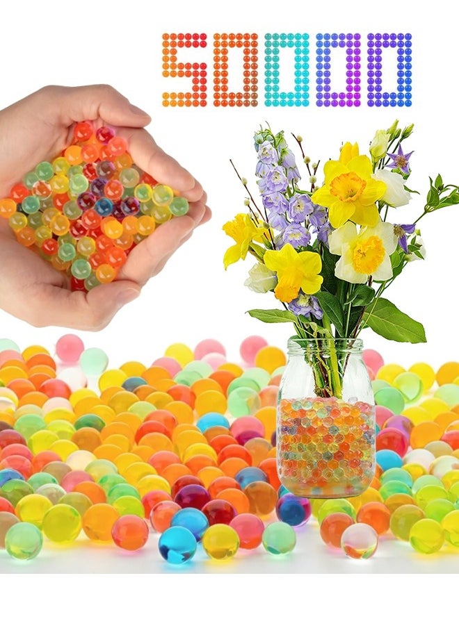BUPY 50,000 Water Gel Beads, Crystal Water Beads, Gel Soil Water Beads for Stress Relief, Wedding & Event Centerpieces, Jelly Water Gems Vase Filler for Summer Kids Play Game & Home Decor (Multicolor)  - Image 1