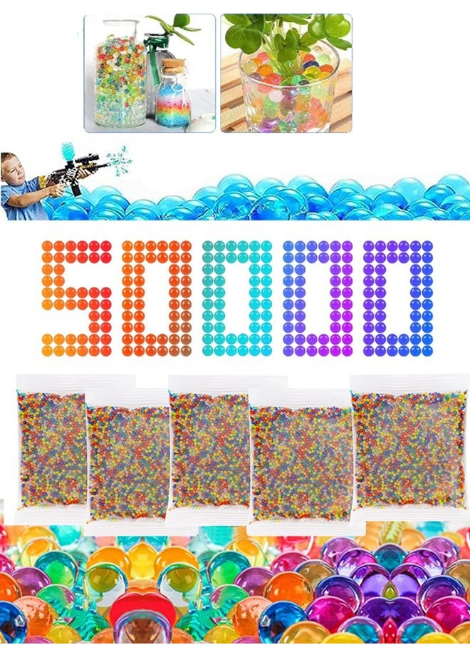 BUPY 50000 Orbeez Water Gel Bullets, Crystal Water Bomb, Gel Soil Water Stress Relief Crystal Beads, Wedding & Event Centerpieces, Jelly Water Gems Vase Filler For Gel Splatter & Home Decor (Multicolor)  - Image 1