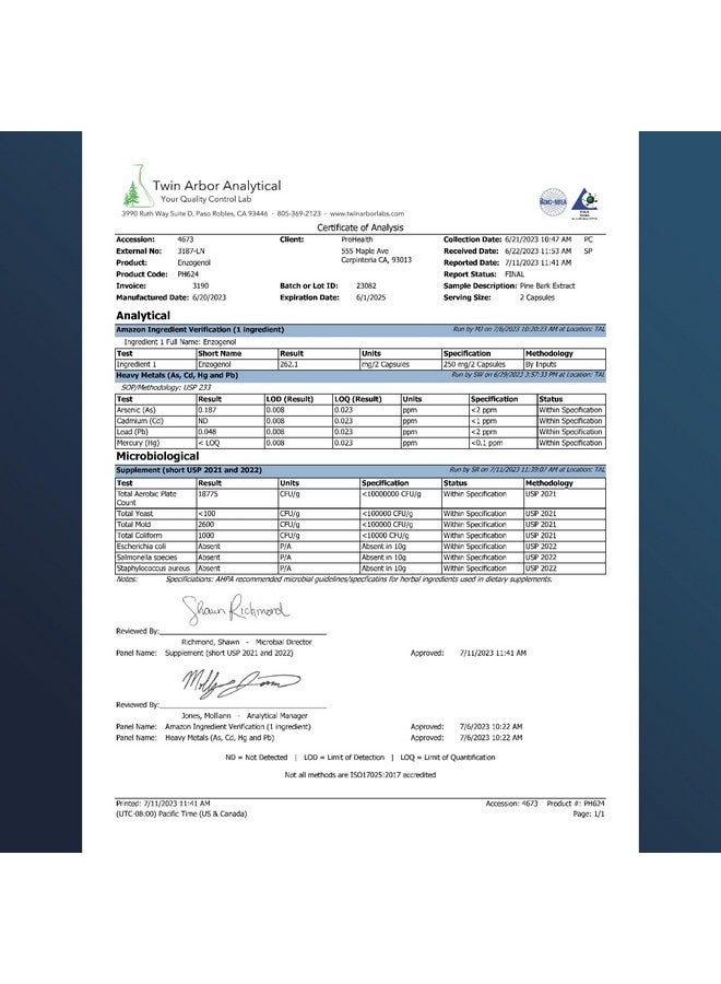 ProHealth Enzogenol Pine Bark Extract 250 mg per 2 Capsule Serving, 60 Capsules from New Zealand for Those Over 40 to Promote Brain and Heart Health, Exercise Recovery, Protect Joints from Damage - Image 3