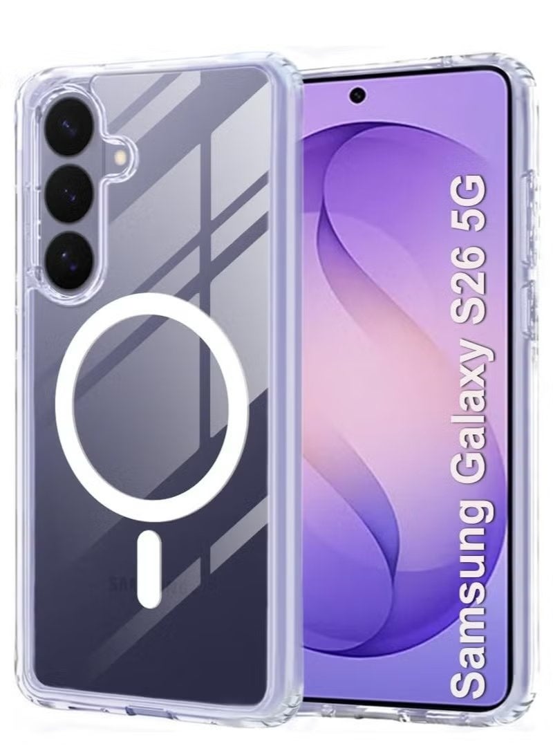 ELTRAZONE Samsung Galaxy S26 Case Clear Magnetic Cover, MagSafe Compatible Drop Protection, Yellowing Resistant Transparent Back, Slim Shockproof Protective Case for Samsung Galaxy S26 6.3 Inch - Image 1