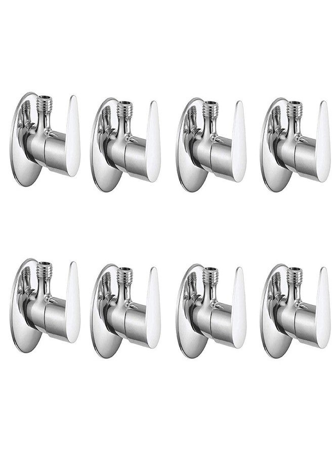 SPAZIO Flora SS Angle Valve Brass Disc Stop Cock for Bathroom Taps, Geyser and Wash Basin Connection with Flange (Chrome Finish, 8-Pieces)
