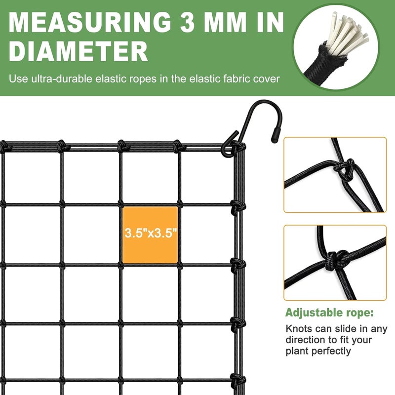 BSTPCOO شبكة تربية من نوع بحجم 2x4 لخيام الزراعة، شبكة مرنة وقوية مزودة بخطافات لاستخدامها في خيام زراعة النباتات الداخلية والخارجية، دعم لشبكات زراعة الخيار في الحدائق. - Image 5