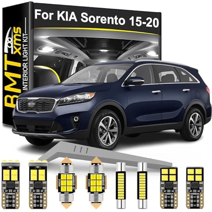 BMT xms طقم إضاءة داخلية LED مكون من 11 قطعة بديلة لسيارة كيا سورينتو موديل 2015-2020، مصابيح بيضاء باردة 6000 كلفن - Image 1