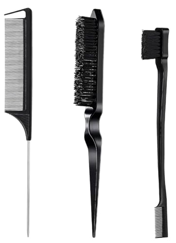 Samnyte Hair Styling Brush Set - Slick Back Comb, Edge Control Brush, Rat Tail Comb for Smooth Styling, Frizz Taming, and Parting (3 Pieces) - Image 1