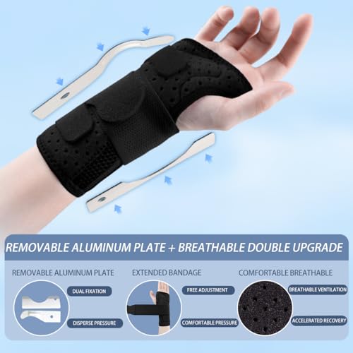 iStabo Carpal Tunnel Wrist Brace Night Support with Splints Right Hand Hand Brace for Arthritis Tendonitis Sprain Injuries Wrist Pain Relief Wrist Immobilizer Adjustable Straps and Breathable for Women and Men - Image 5