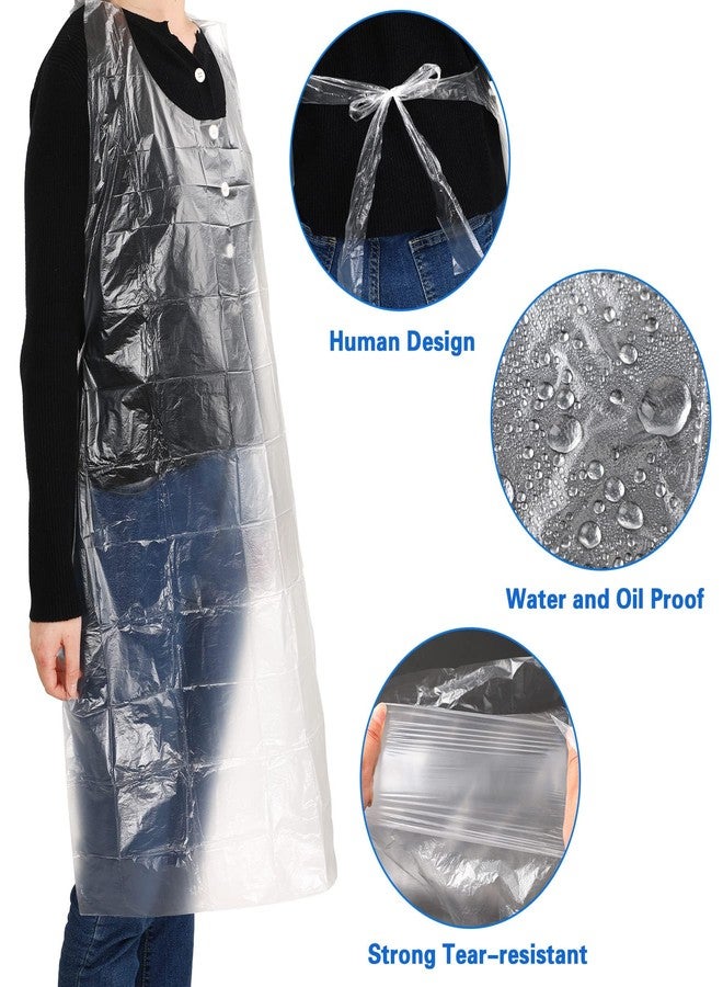 JULMELON Large Disposable Aprons, 50 PCS 44 X 30 Inches Clear Plastic Smocks Waterproof Plastic Aprons for Adults Painting Cooking Picnic Party Supplies - Image 5