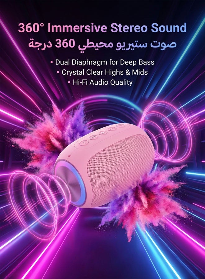 Portable Wireless Bluetooth Speaker 5.0 Mini Bass Subwoofer with Colorful RGB LED Light 360° Stereo Sound Outdoor Music Player Support TF Card USB AUX for Phone PC Gift - Image 2