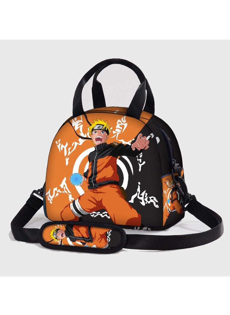 General Naruto Kids Lunch Bag, Polyester Insulated Bag, Kids Shoulder Bag Tote Bag Insulated Crossbody Bag, Boys and Girls Large Capacity Bento Bag Insulated Bag 