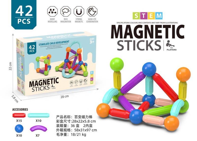 Magnetic Stick Children'S Large Particle Building Blocks Assembled Educational Baby Girl'S Changeable Magnet Sheet Boy Toy - Image 1