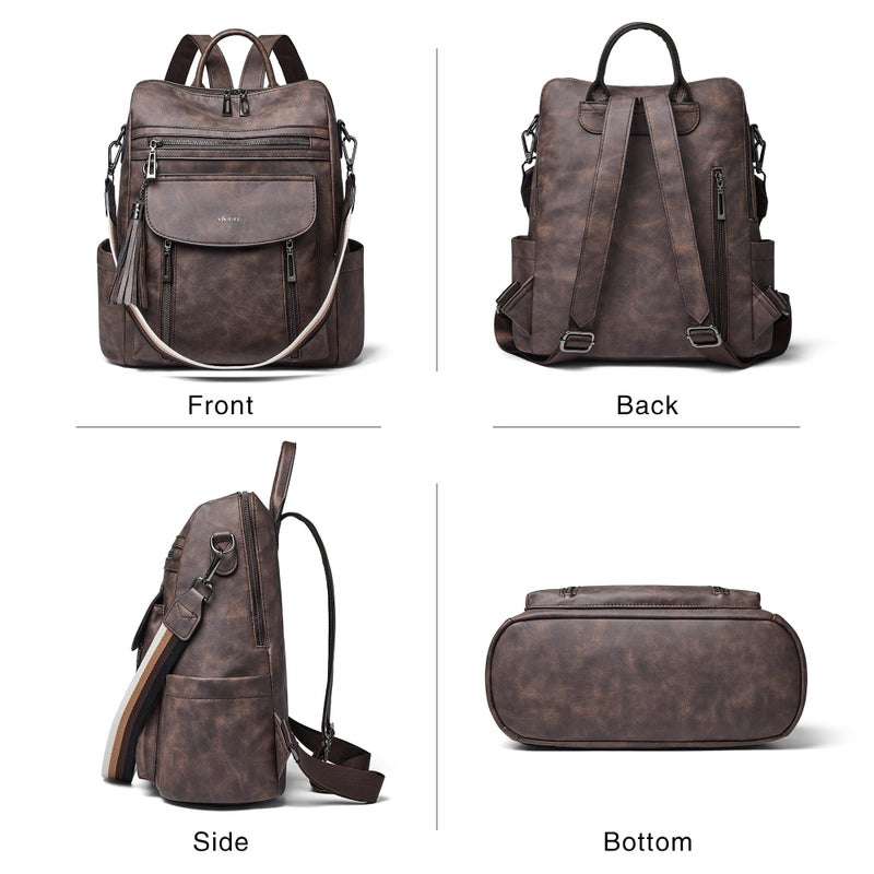 Shrrie Backpack Purse for Women Fashion Leather Backpack Purse Designer Travel Backpack Convertible Shoulder Bag with Wristlet - Image 4
