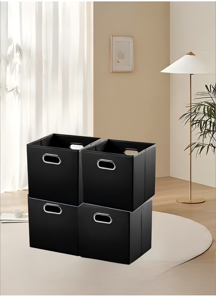 DUNISO 4 Pcs Clothing storage box, square non woven fabric storage basket, wardrobe organizer, foldable and detachable, suitable for toys, books, clothing and miscellaneous items, 30 * 30* 15cm, black  - Image 1