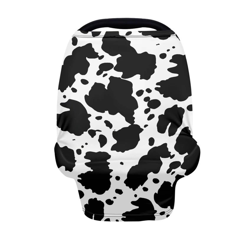 ZFRXIGN Cow Print Car Seat Cover for Baby Girls Boys Carrier Stretchy Carseat Cover Multiuse Nursing Covers Black and WhiteShopping CartHigh ChairStroller Covers Animal Striped Western - Image 2