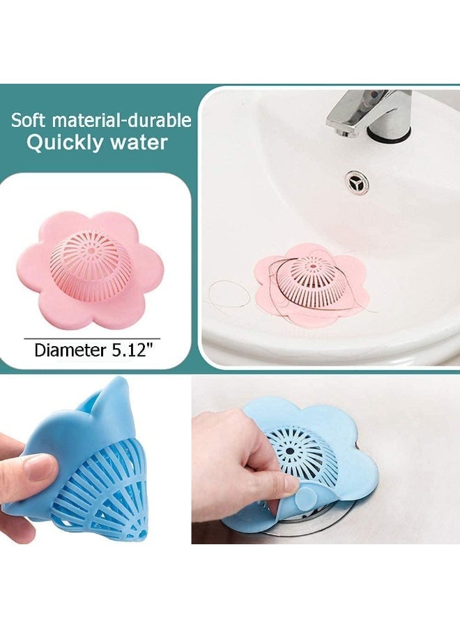 Shower Drain Hair Catcher, Bathtub and Shower Drain Protectors, Silicone Hair Clog Stopper, Flower Shape Design, Non Slip and Durable, Suitable for Bathroom Bathtub and Kitchen, 4 Pack - Image 5