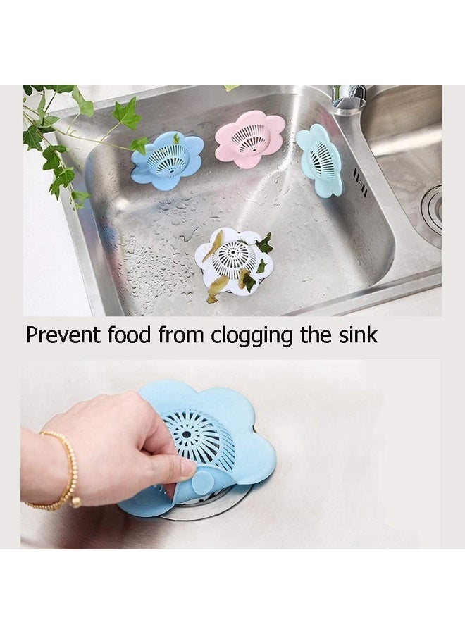 Shower Drain Hair Catcher, Bathtub and Shower Drain Protectors, Silicone Hair Clog Stopper, Flower Shape Design, Non Slip and Durable, Suitable for Bathroom Bathtub and Kitchen, 4 Pack - Image 3