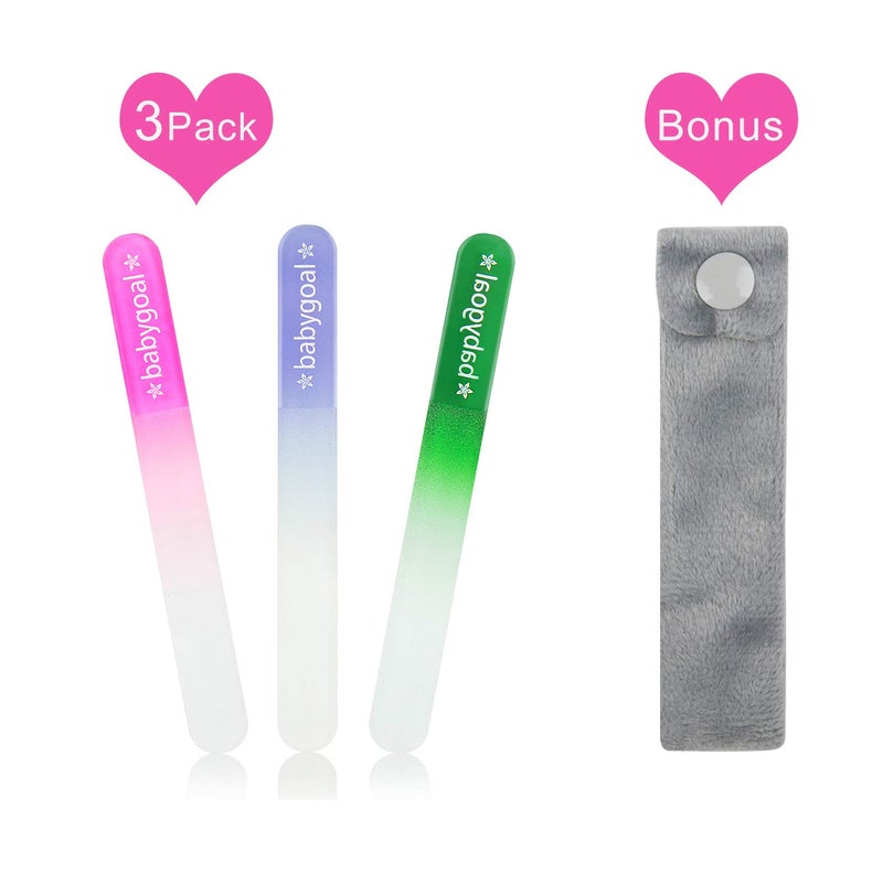 babygoal Newborn Baby Nail File 3 Pack with a Pouch, Emery Board Glass Crystal for Newborns, Toddlers, Infant, Babies & Young Children - Gift for Babies, New Moms 3NF03 - Image 2