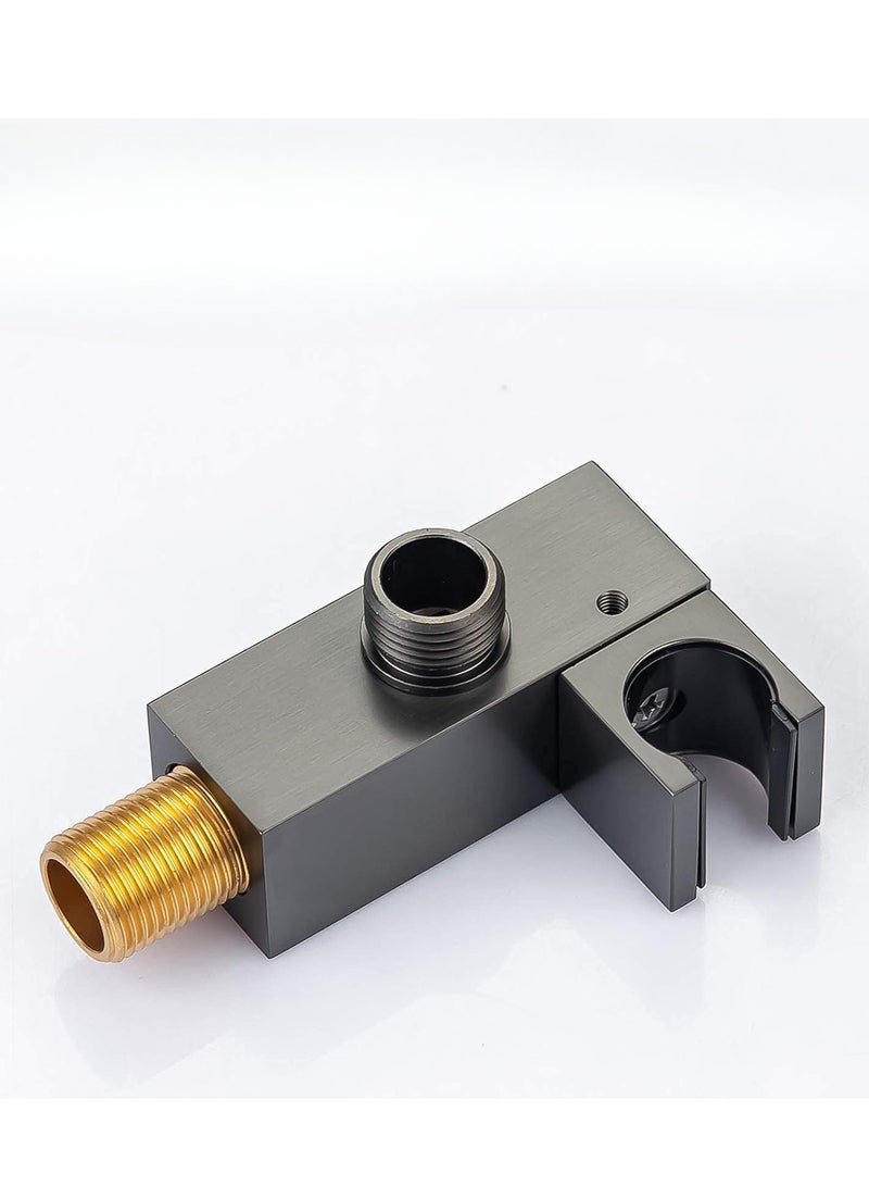 Movable shower head holder with outlet - black color, copper core, hook for hanging the bidet and screws to mount on the wall - Image 5