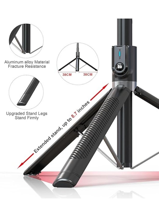 70 Inch Professional Selfie Stick Tripod with LED Fill Lights and Remote - Lightweight & Durable Cell Phone Holder for Travel, Vlogging, and Live Streaming - Image 2