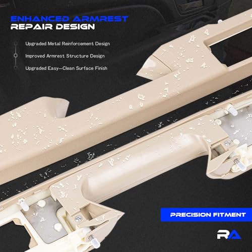 RHAOCZIYAUTO 80995 Front Driver & Passenger Side Armrest Repair Fit for Chevrolet Chevy Silverado Suburban Tahoe Avalanche For GMC Sierra Yukon 2010-2014 Door Panel with Release Handle Above Armrest - Tan - Image 4