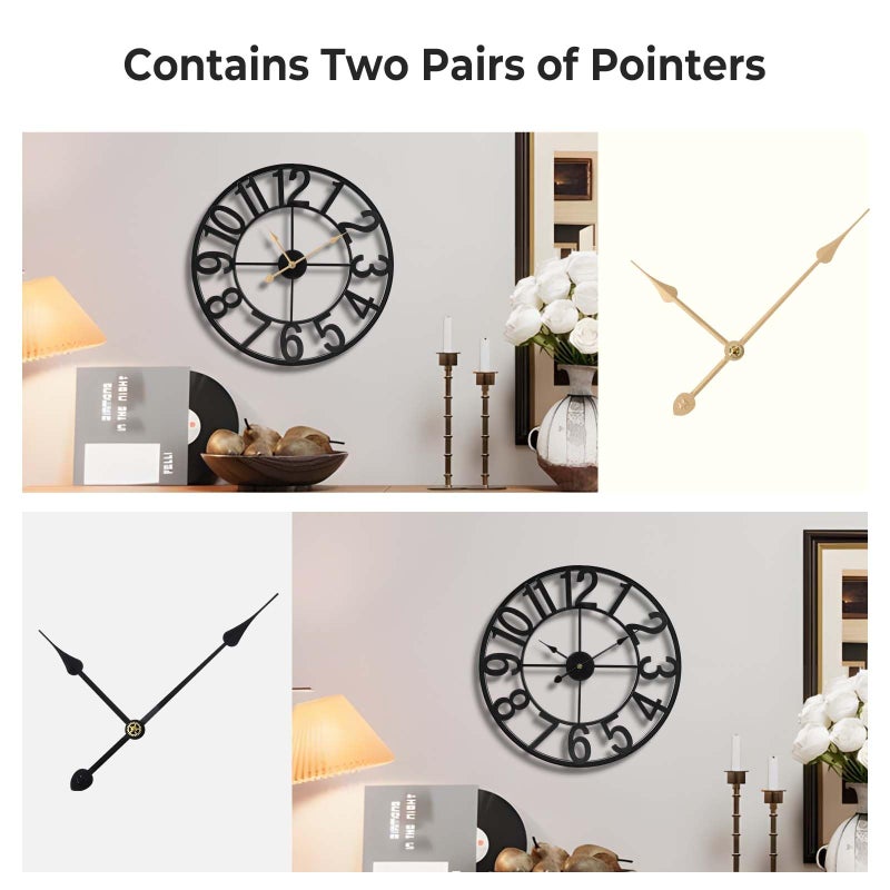 Vantic 24 Inch Large Wall Clock, Arabic Numeral Metal Oversized Wall Clocks for Living Room Decor, Bedroom and Kitchen, Completely Silent, Non Ticking, Battery Operated - Image 3