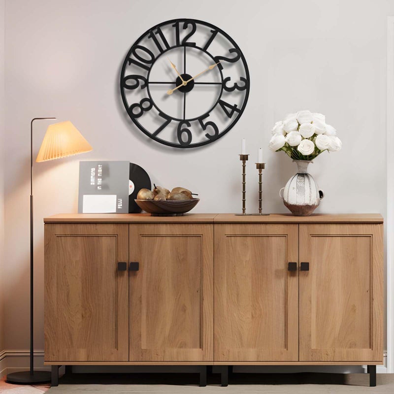 Vantic 24 Inch Large Wall Clock, Arabic Numeral Metal Oversized Wall Clocks for Living Room Decor, Bedroom and Kitchen, Completely Silent, Non Ticking, Battery Operated - Image 5