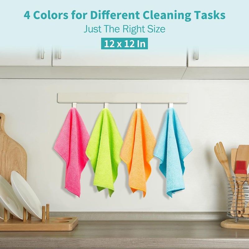 HOMERHYME Microfiber Cleaning Cloth, 12 Pack Cleaning Rags, 12" x 12" Microfiber Towel, Lint Free Non-Abrasive Dusting Cloth, Microfiber Towels for Cars Kitchen Garage House Office - Image 2