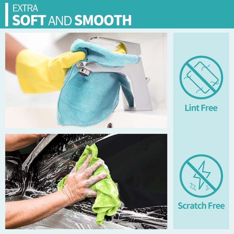 HOMERHYME Microfiber Cleaning Cloth, 12 Pack Cleaning Rags, 12" x 12" Microfiber Towel, Lint Free Non-Abrasive Dusting Cloth, Microfiber Towels for Cars Kitchen Garage House Office - Image 5