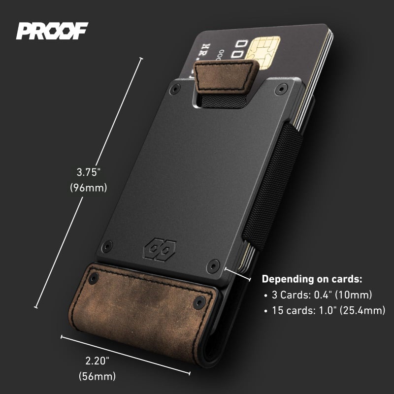PROOF Wallet | Slim Minimalist Wallets for Men | Leather & Metal | RFID Wallet | Front/Back Pocket | Gift Box | Veteran Owned (Founder (Brown Leather | Dark Gun Metal)) - Image 2