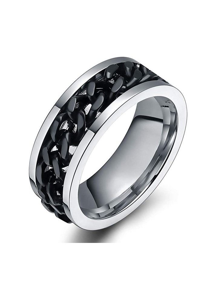 5esha - Stainless Steel Chain Inlaid Finger Ring - Image 1