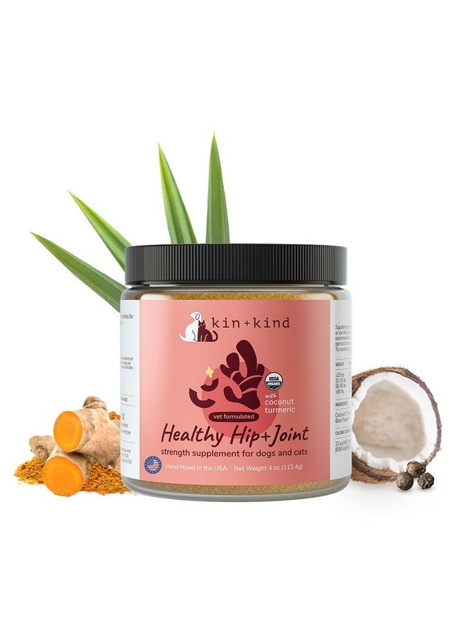 kin+kind Hip+Joint Supplement Dogs & Cats - Organic Healthy Hip+Joint Supplement - Vet Formulated Natural Formula with Organic Turmeric, Black Pepper and Coconut- Small 4oz - Made in USA - Image 1