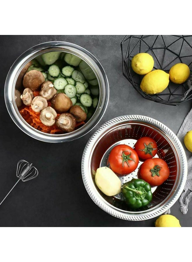 Heavy-Duty Stainless Steel Mixing Bowl Set with Integrated Grater Lid & Blades - Image 4