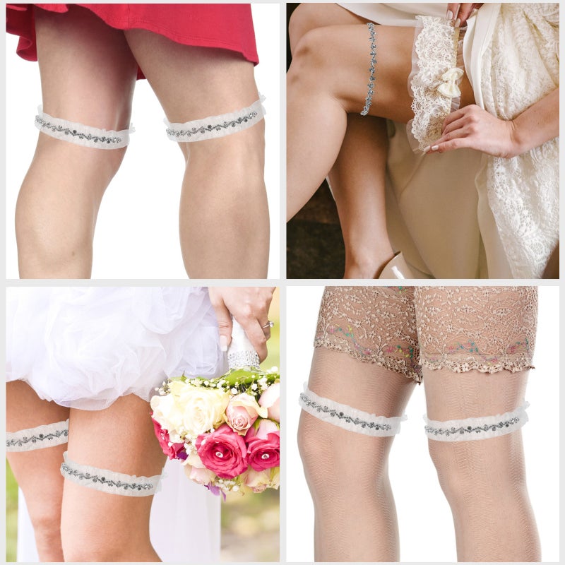 2pcs Wedding Bride Garters Bridal Lace Leg Garters Leg Bands Women Thigh Garters - Image 4